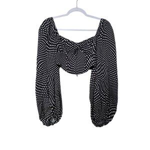 For Love and Lemons Kat‎ Long Sleeve Corset Top Women XS Black Polka Dot